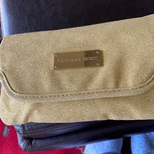 Victoria Secret gold shimmer makeup bag